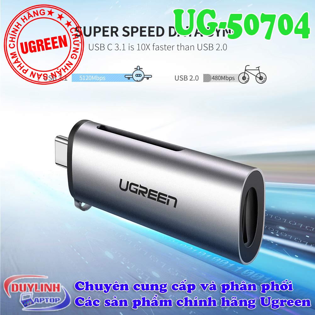 Đầu đọc thẻ nhớ SD/TF  USB Type - C Ugreen 50704