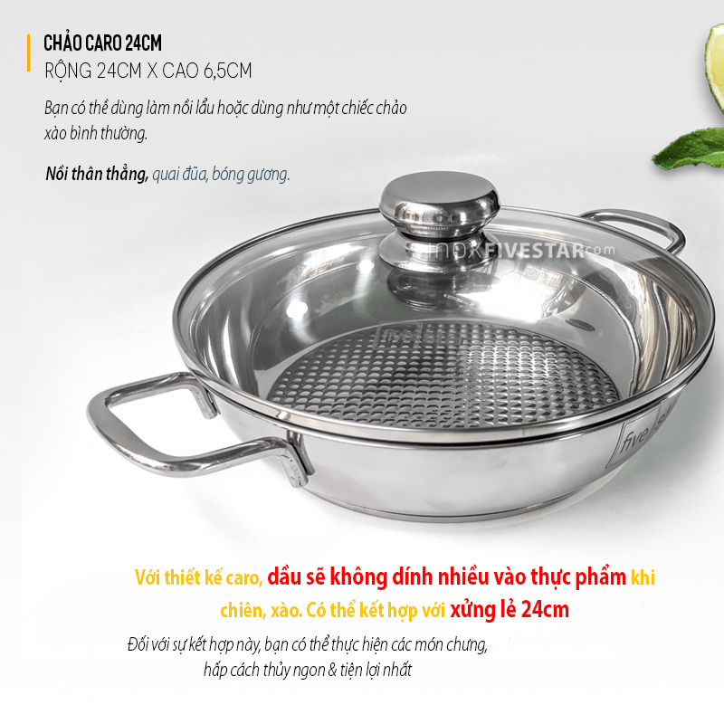 Bộ Nồi Inox 5 Chiếc Fivestar Nắp Kính
