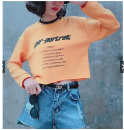 Áo tay dài croptop form rộng cá tính