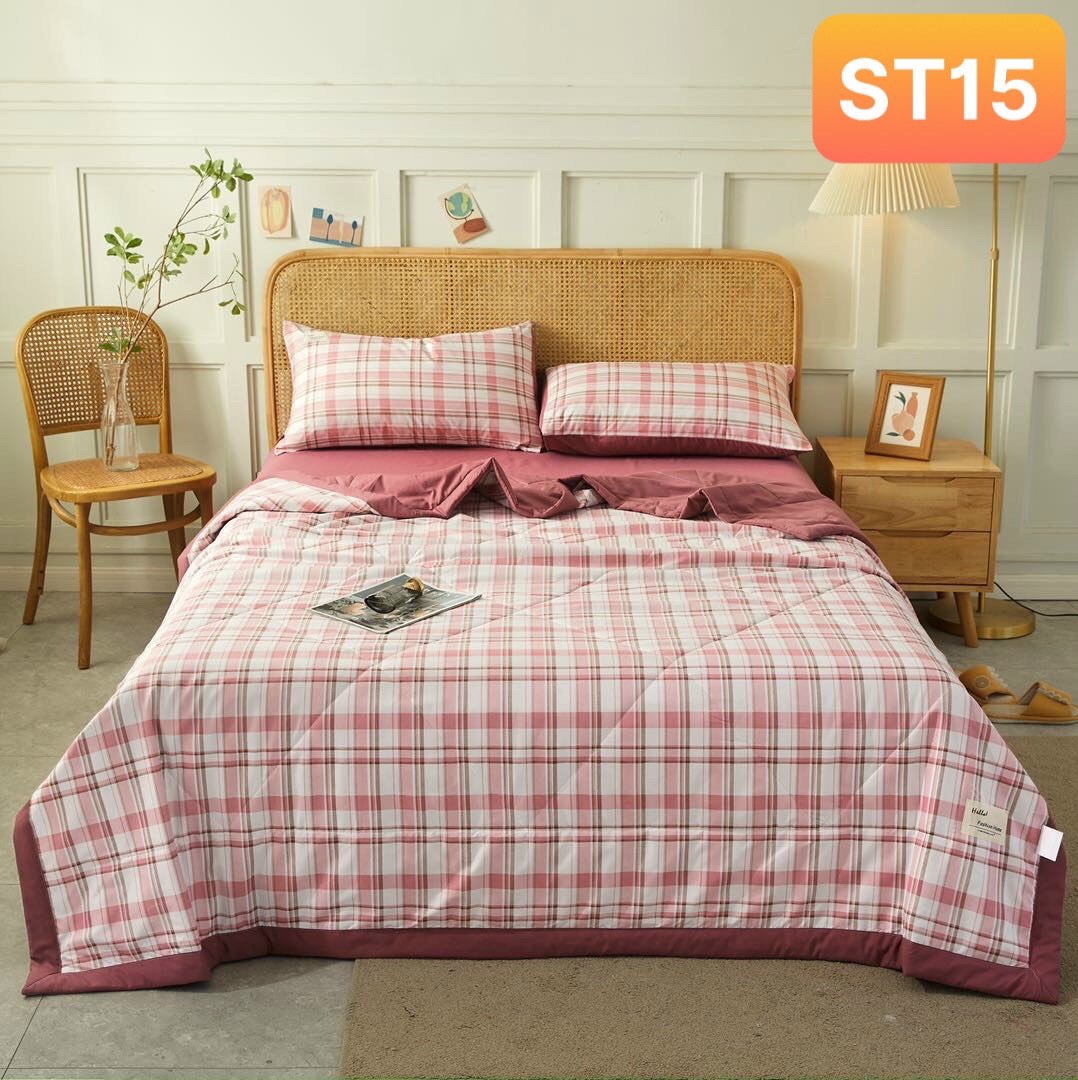 Bộ chăn ga gối Chần Bông Cotton TC Nhà Nhím_Bedding đủ size giường nệm1m2 đến 2m*2m2