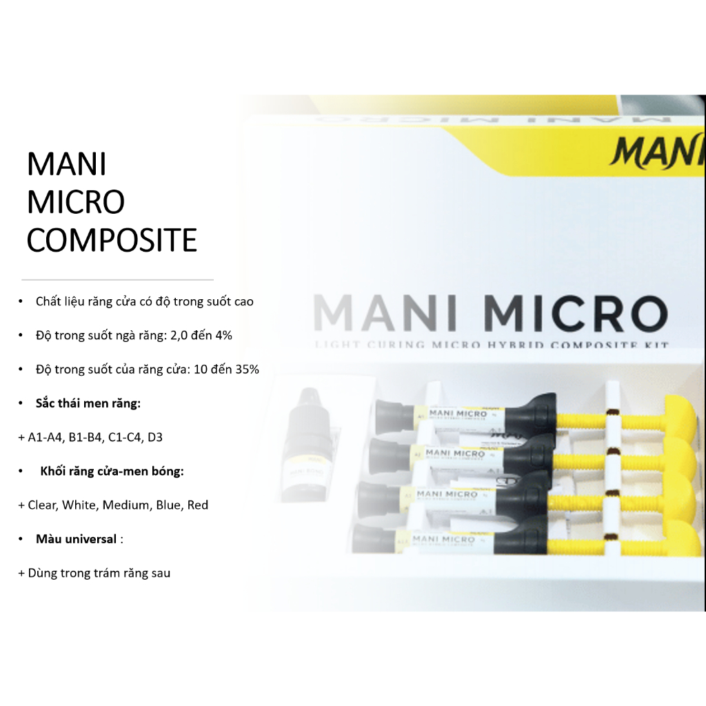 Composite lai trám thẩm mỹ Mani Micro (Hộp x tuýp 4g)