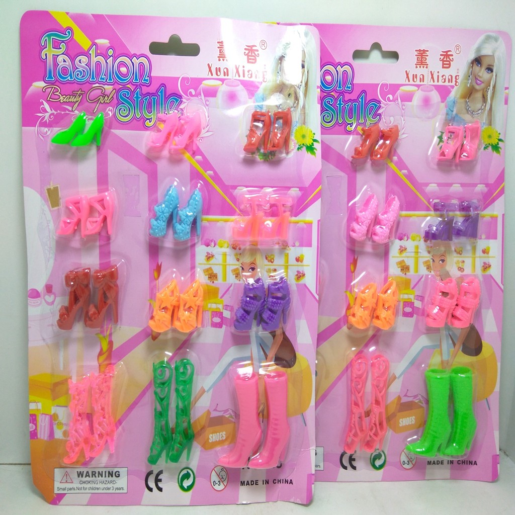 Vỉ 12 đôi giày đủ loại cho búp bê 30cm