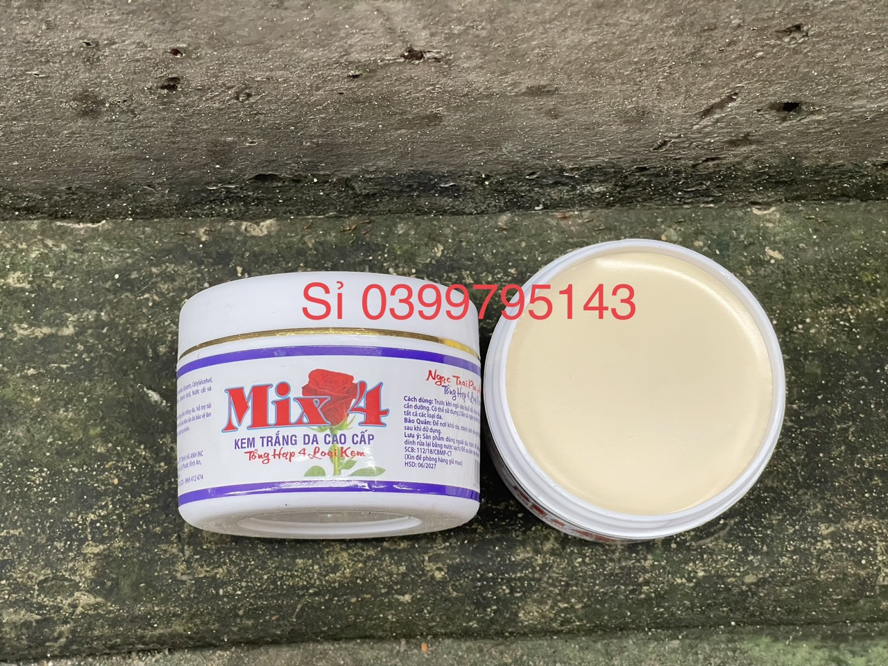Kem dưỡng trắng da bông hồng mix4 trắng da toàn thân