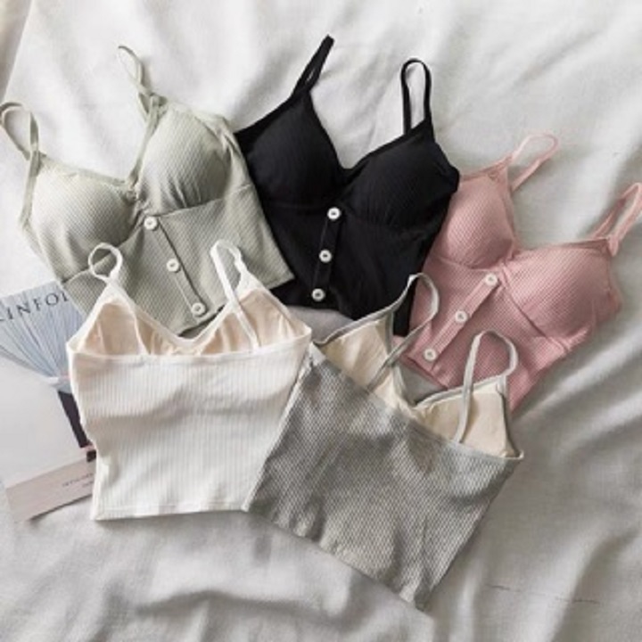 ÁO BRA 2 DÂY CROPTOP LEN TĂM 3 KHUY - 2079