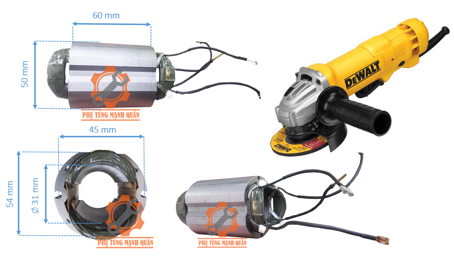 Cuộn điện / Stator máy mài DEWALT model 8100T