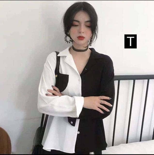 Áo sơ mi phối nửa túi màu DTR0819