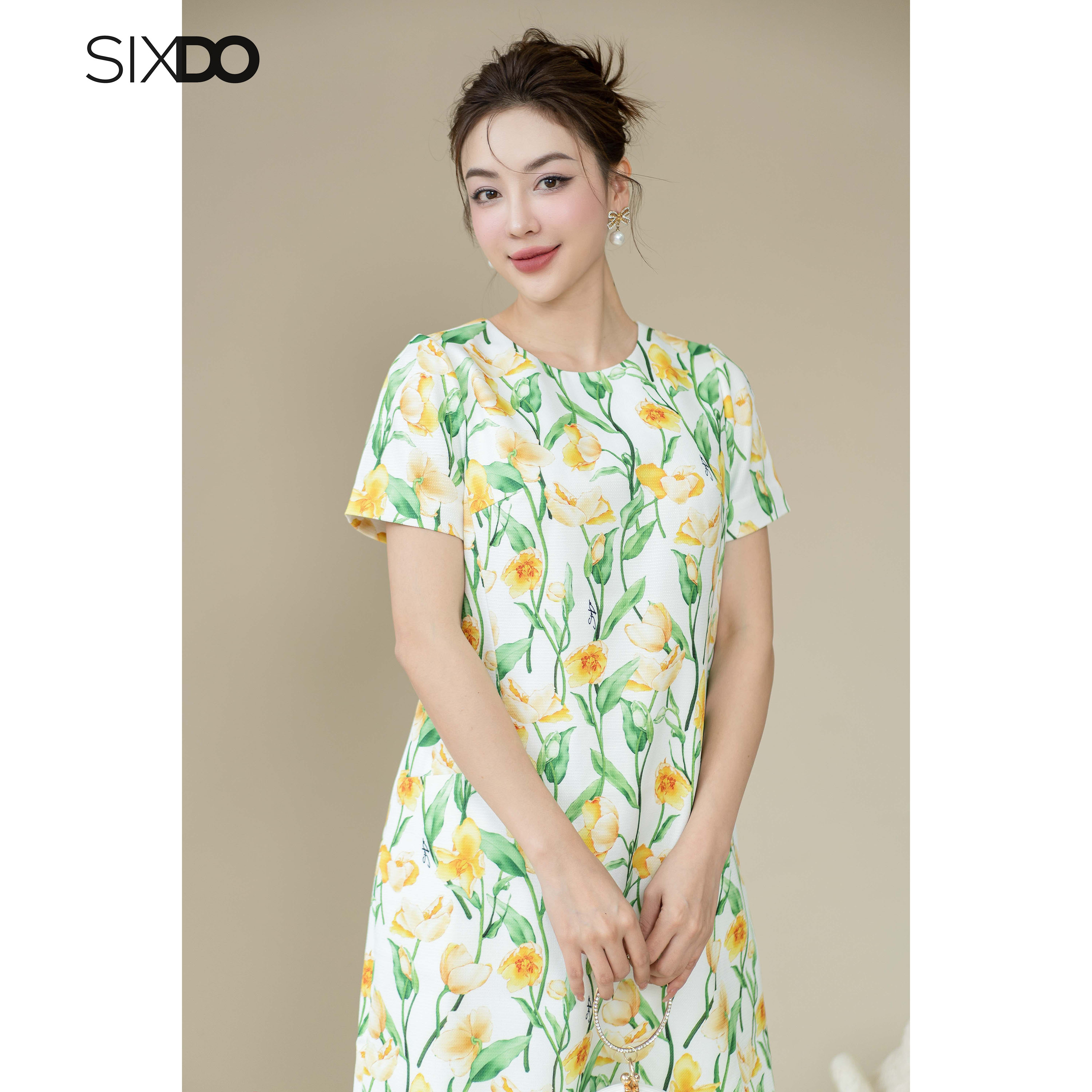 Đầm thô dáng suông họa tiết hoa SIXDO (Floral Mini Raw Dress)