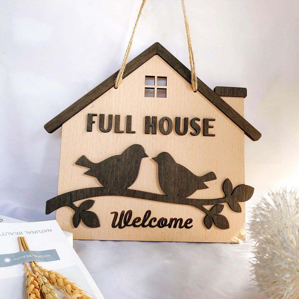 Bảng gỗ decor trang trí NGÔI NHÀ HẠNH PHÚC (bảng gỗ trang trí DNDecor + quà tặng giá 17.000đ)