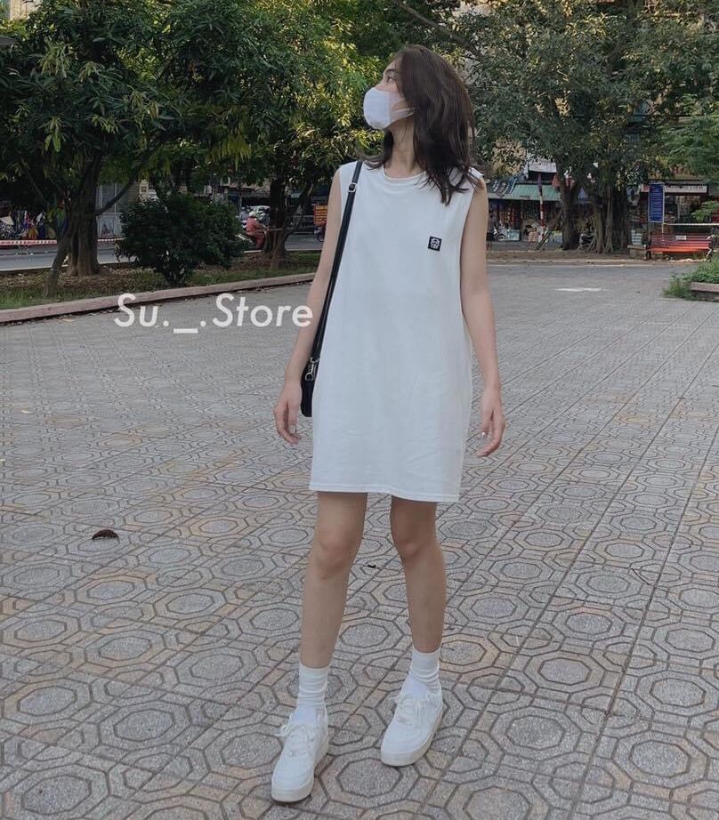 Đầm sát nách dáng suông , Váy sát nát basic siêu xinh AD119