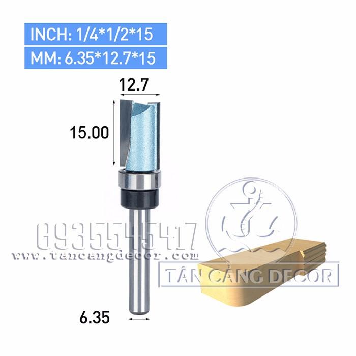 Mũi router tideway thẳng bi trên cốt 6.35 mm 12.7 x 15