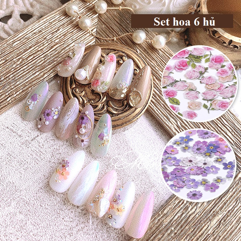 [HCM]Set 6 hủ hoa gỗ ẩn trang trí móng