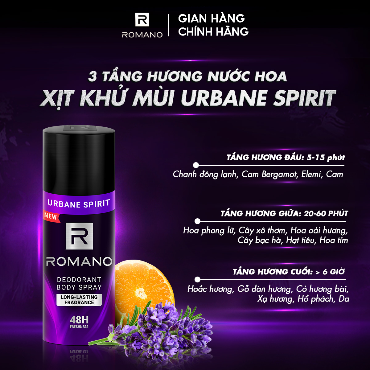Xịt khử mùi Romano URBANE SPIRIT 150ML