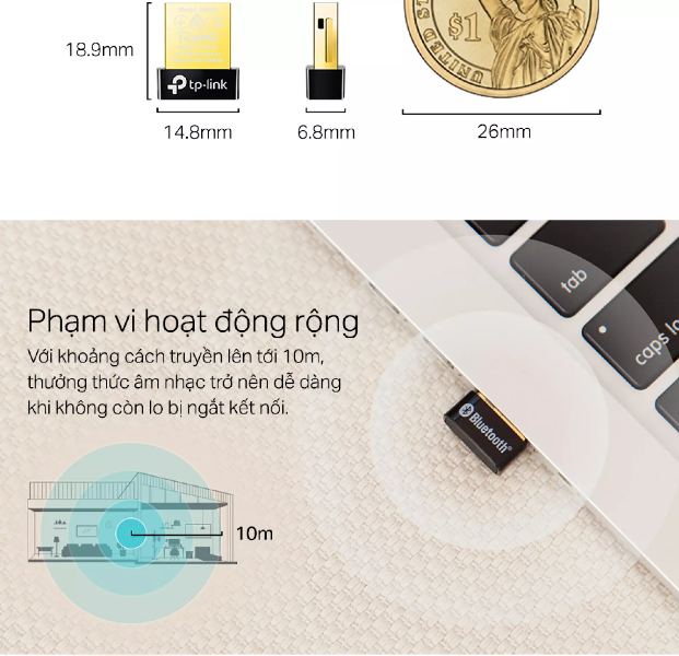 [HCM][Giá Sốc] Thiết Bị Kết Nối Bluetooth 4.0 Qua Cổng USB TP-Link UB400 - USB Bluetooth