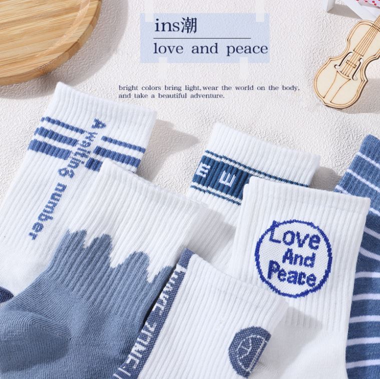 Set 5 Đôi Tất Vớ Nữ Cao Cổ Love And Peace