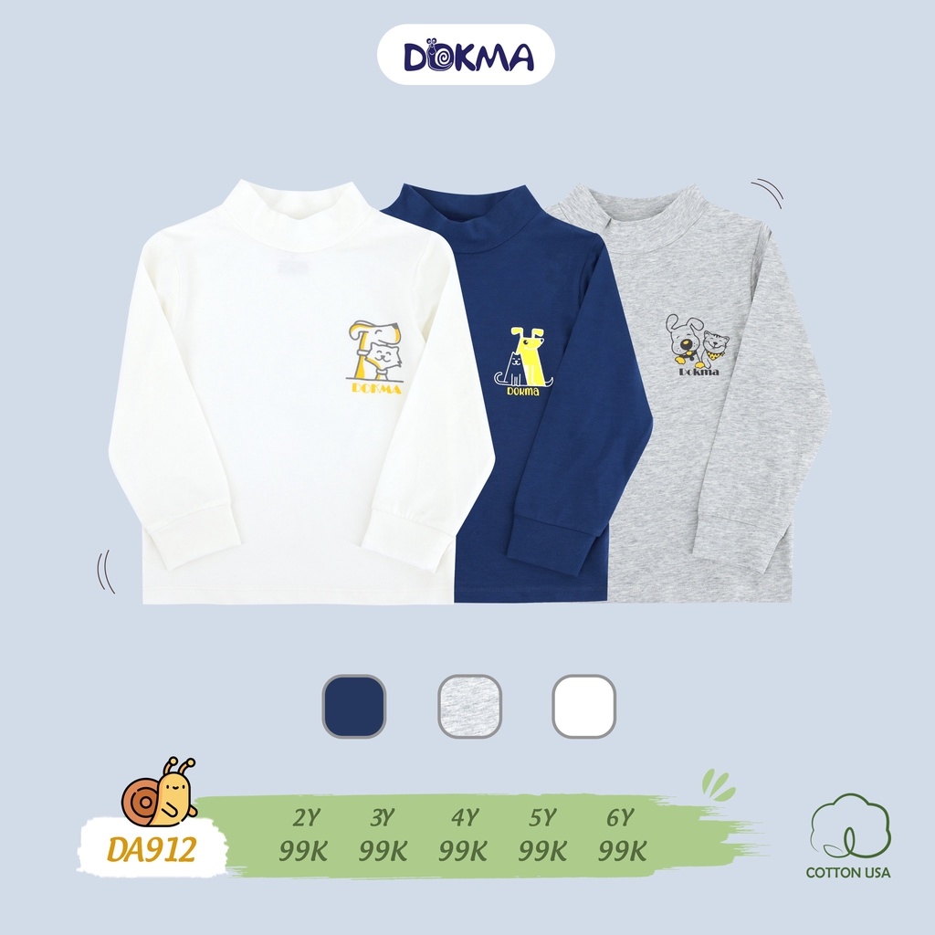 2-6Y Áo cổ 3 phân bé trai Dokma DA912