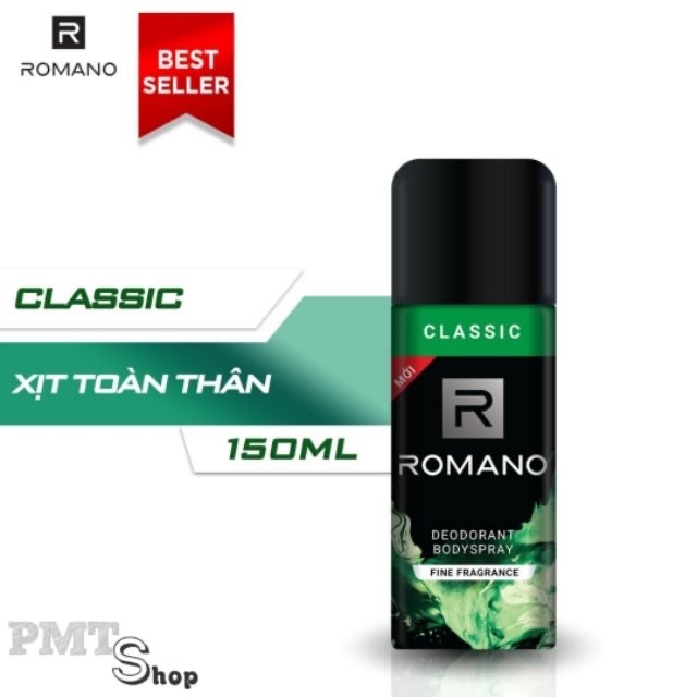 [HCM] Xịt khử mùi toàn thân Romano Classic 150ml
