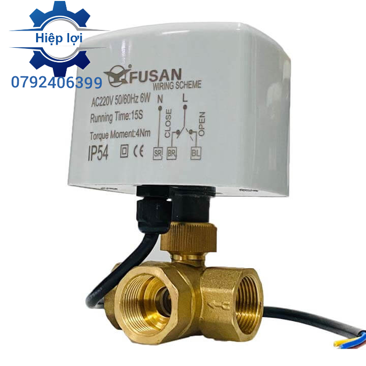Van bi điện thau đóng mở 3 ngã BVE-3W 3 dây - Van khoá nước đóng mở điều khiển bằng motor điện - van bi 3 ngã