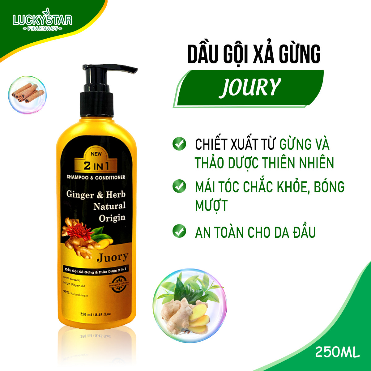 Dầu Gội Gừng và Thảo Dược Lucky Star