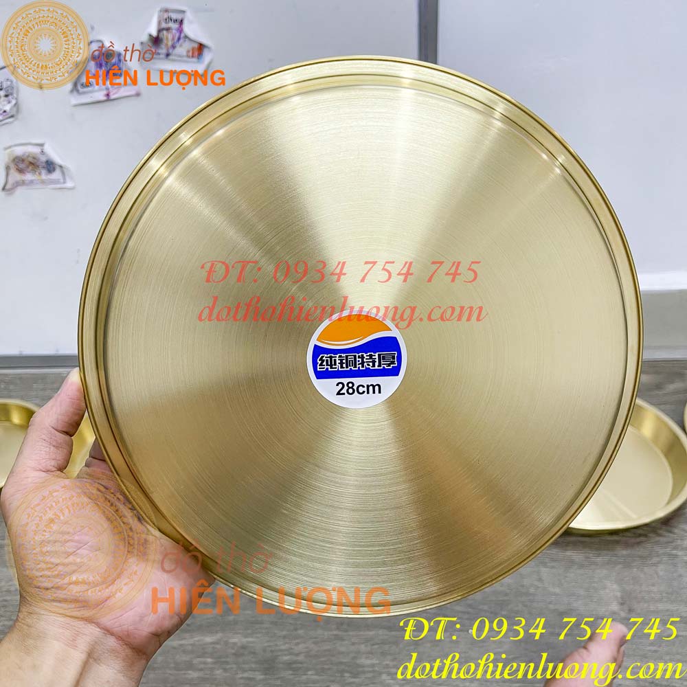 Đĩa đồng trơn đựng hoa quả đáy phẳng thờ cúng (giá 1 cái)