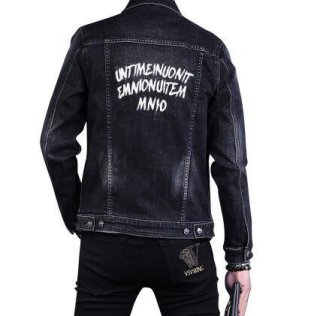 Áo khoác jean nam màu đen cao cấp, áo khoác denim nam in hoạ tiết chữ, áo khoác phong cách hàn quốc Thời trang 24h AK01 thumbnail