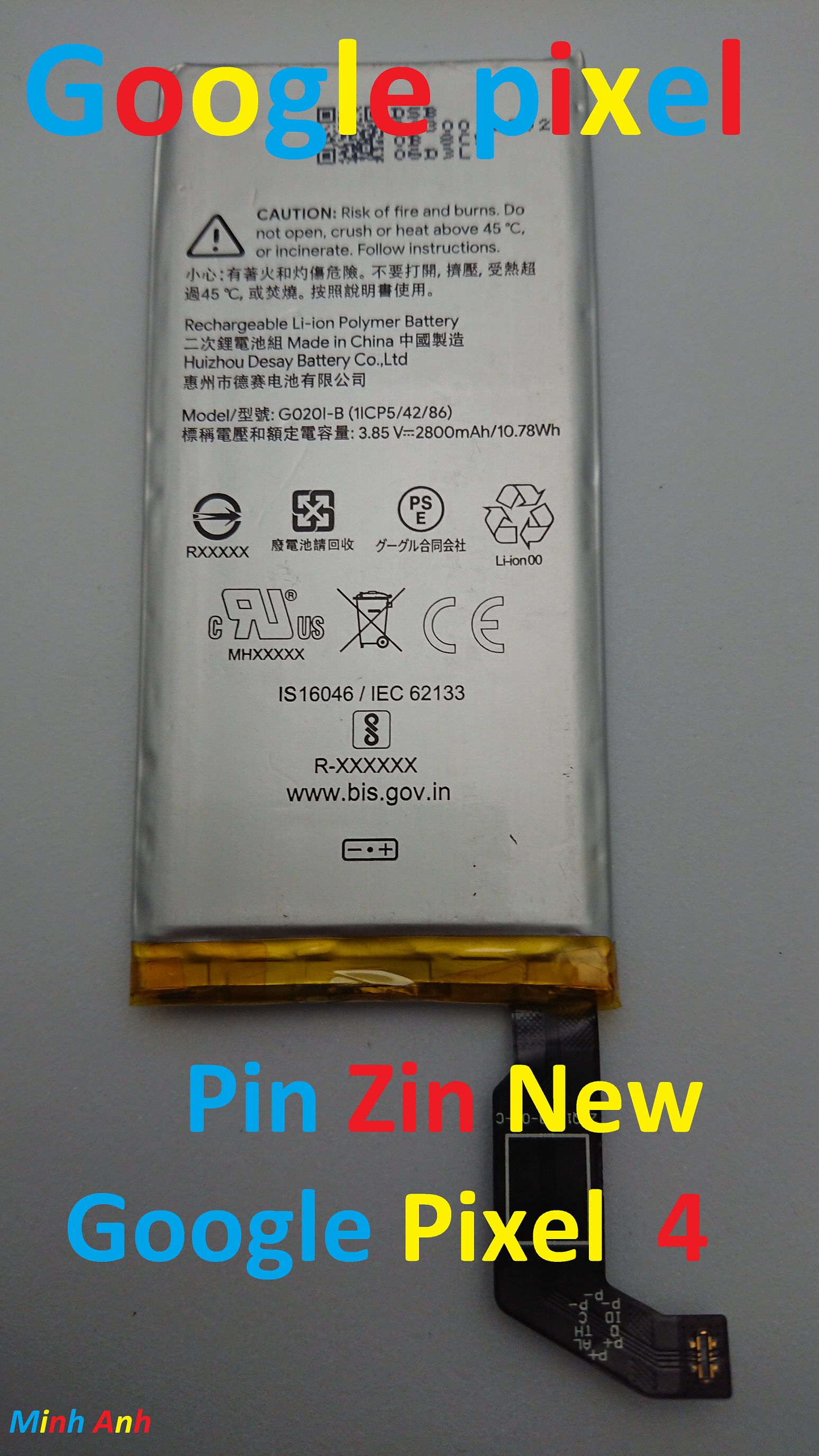 PIN ZIN NEW-ORIGINAL BATTERY GOOGLE PIXEL 4 : G020I-B