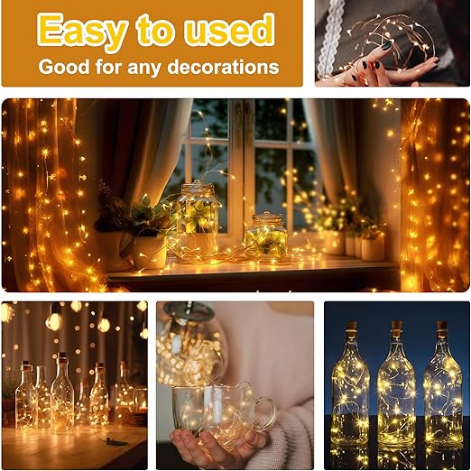 2M Christmas decorative light string, 20cm warm light string, dating decorative light string, romantic LED mini string light Firefly Lights Christmas lights outdoor waterproof