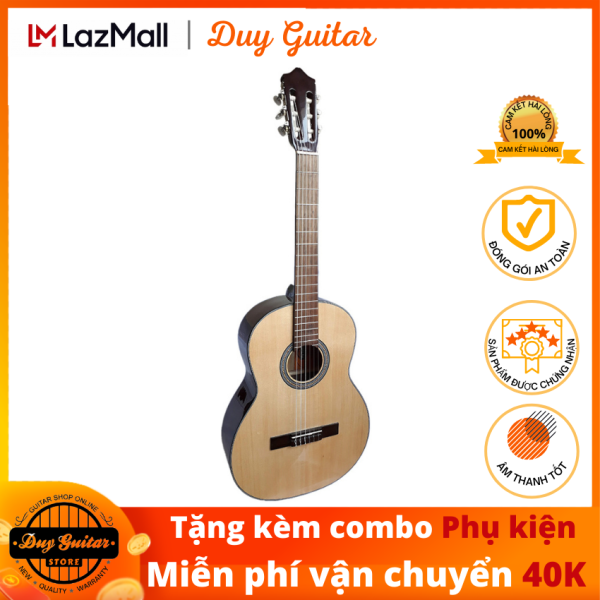Đàn guitar classic DGCG-120 gỗ Hồng Đào solid, cho âm thanh trầm ấm trữ tình, cần đàn thẳng có ty chống cong cần, action thấp êm tay, tặng combo phụ kiện dành cho bạn mới tập Duy Guitar