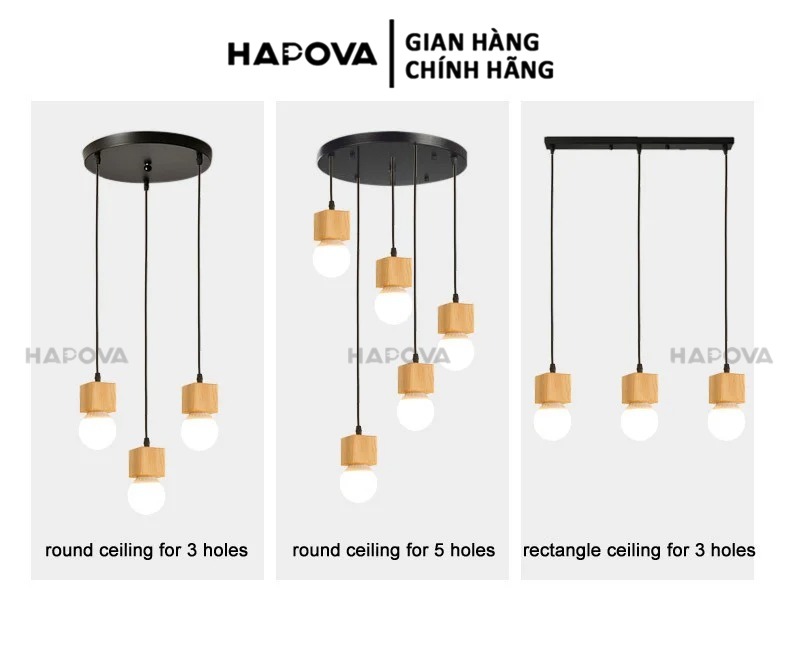 Đế bộ 03 Đèn thả trần HAPOVA YUKI 8993