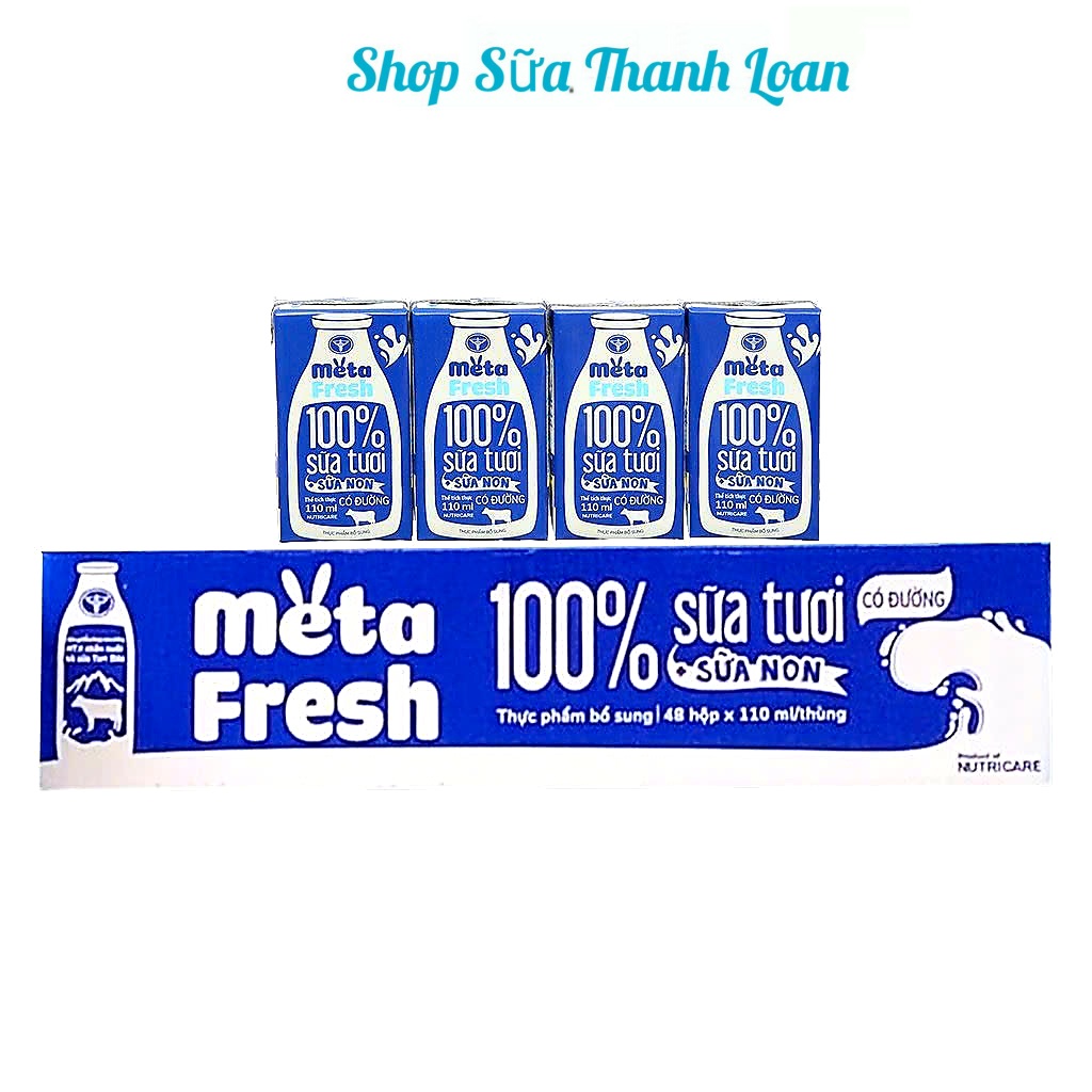 Thùng 48 hộp sữa tươi nutricare meta fresh có đường 110ml.