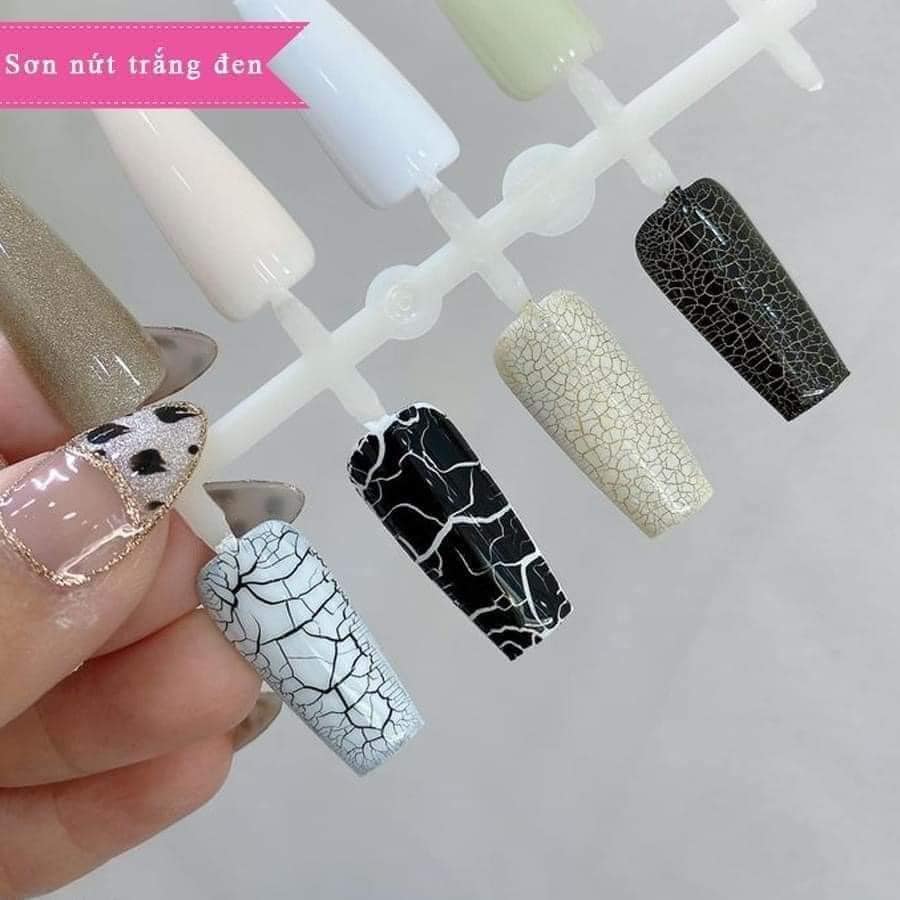 sơn nứt đen , trắng làm nail