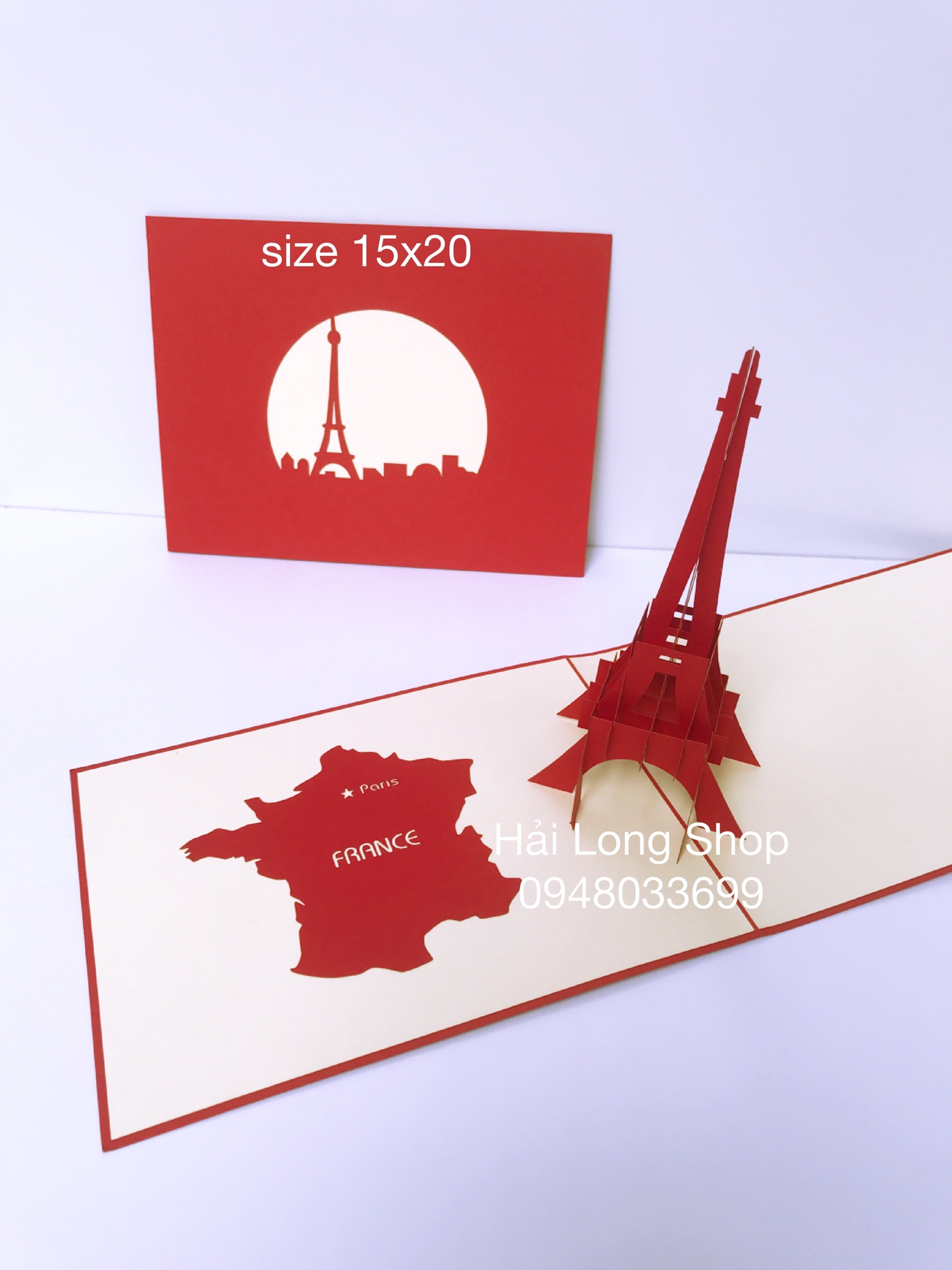 Tháp Eiffel ( Pháp ) - France  - Thiệp 3D (size 15x20)