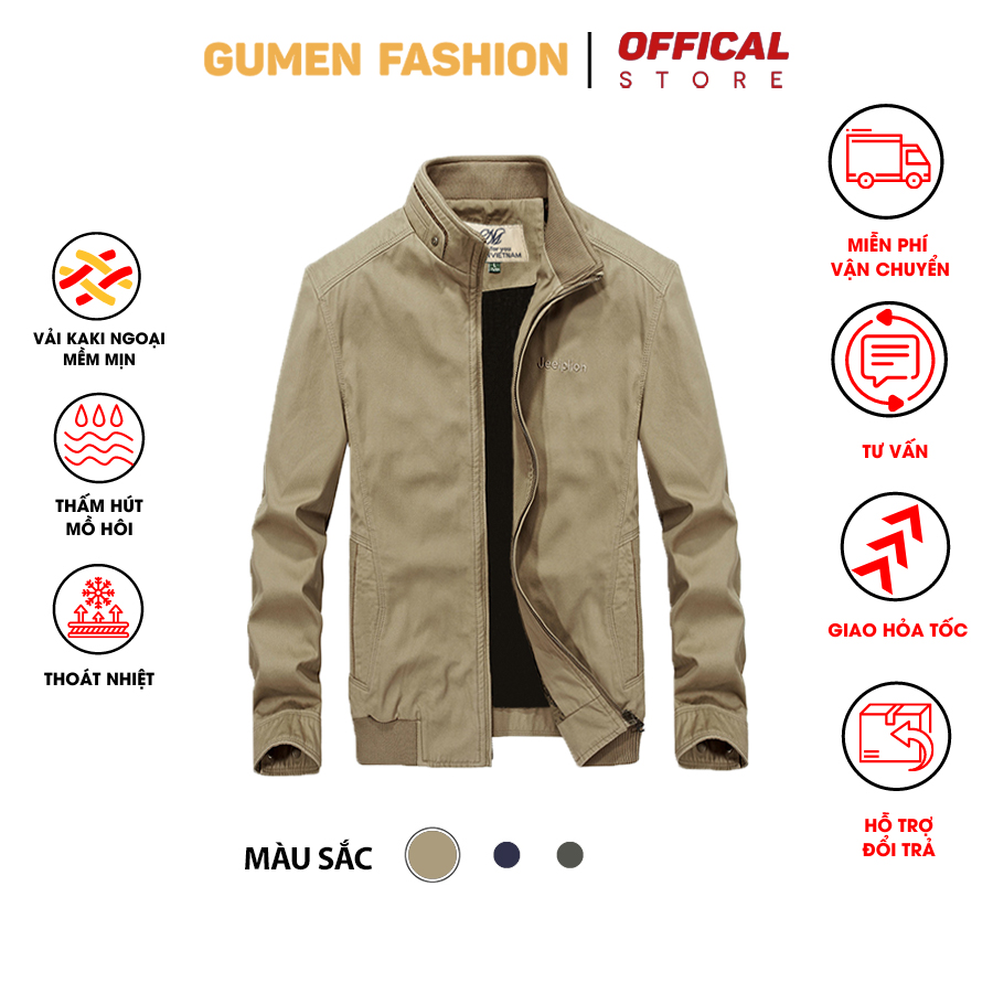 Áo Khoác Kaki  Nam Cao Cấp, Hottrend Chất Kaki Dày Mịn Không Xù Không Phai màu Kiểu Dáng Sang Trọng