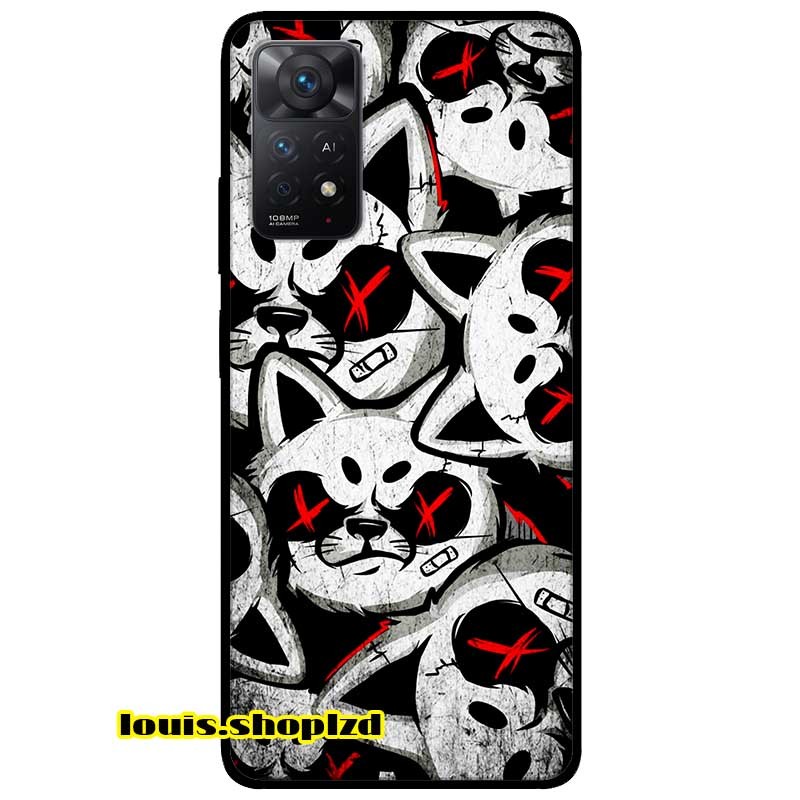 Ốp lưng dành cho xiaomi redmi note 11 pro 5g mẫu mèo trắng đỏ dữ