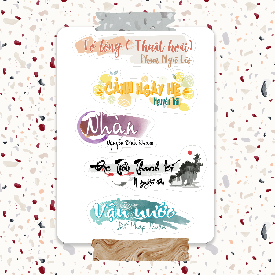 Nhãn dán sticker môn học 10 - Tựa bài ngữ văn