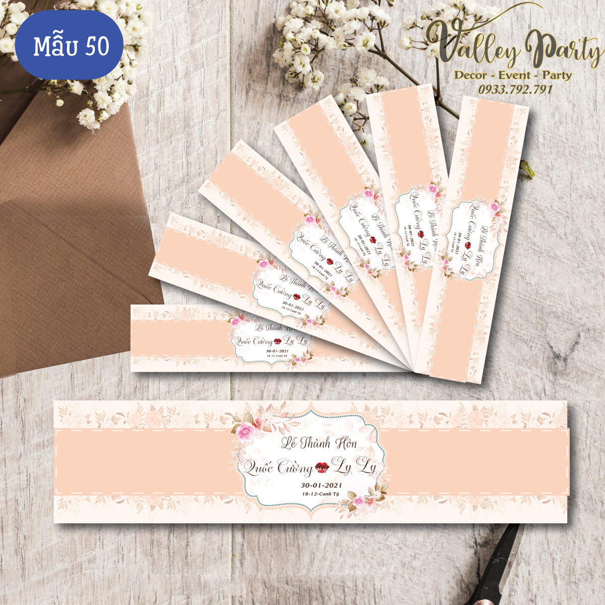 Tem Quấn Chai Nước Đám Cưới Gia Tiên