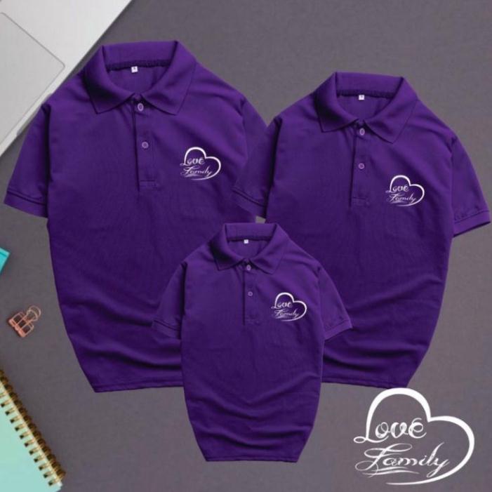 Áo thun nam nữ gia đình polo có cổ chất poly thái 4 chiều đủ size cho các thành viên gia đình từ 8 -100kg - love family
