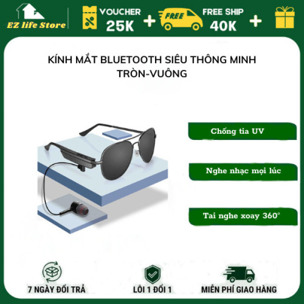 Giá bán Kính mắt bluetooth siêu thông minh- Mẫu kính Mắt Kiêm Tai Nghe Bluetooth 5.0,  Chất Liệu Polarized Chống Tia Cực Tím, Gọng Kim Loại Co Giãn cực kì hiện đại