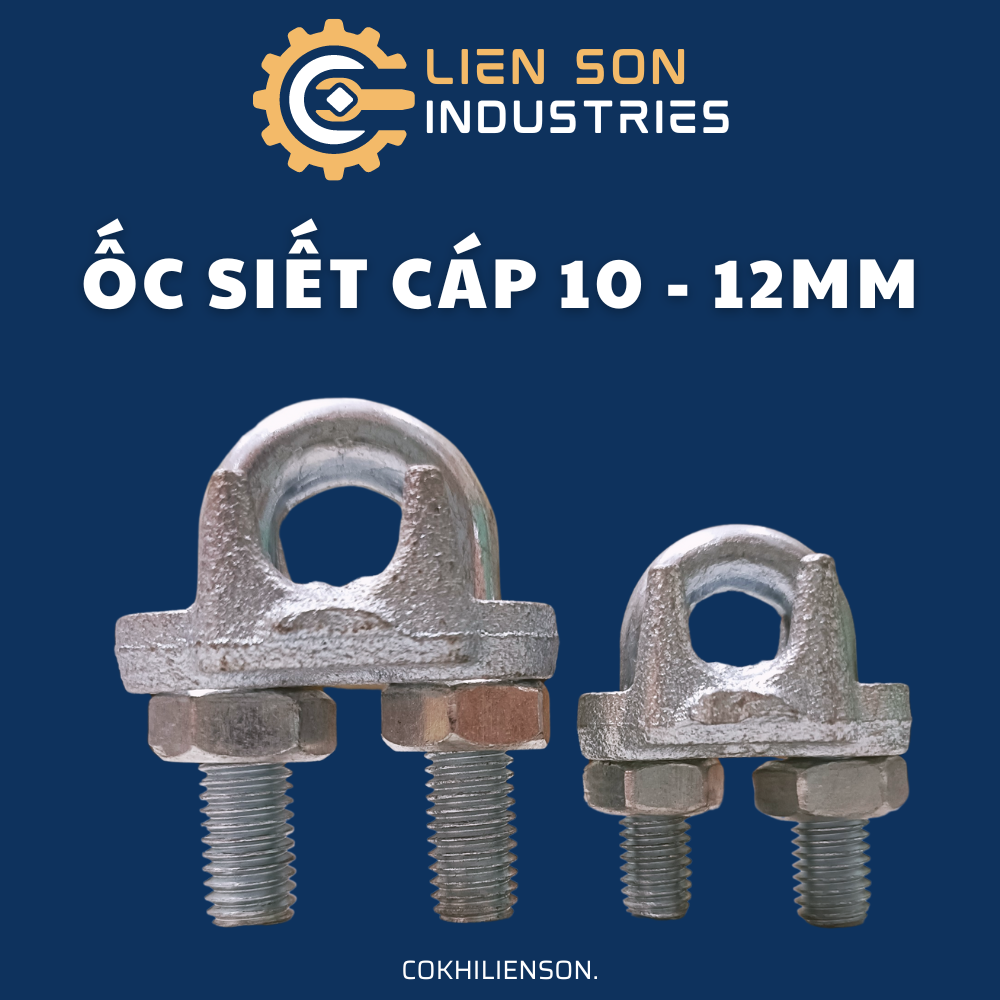 Ốc siết cáp mạ kẽm khóa cáp, cóc siết cáp, kẹp cáp chữ U từ 6mm, 8mm, 10mm, 12mm