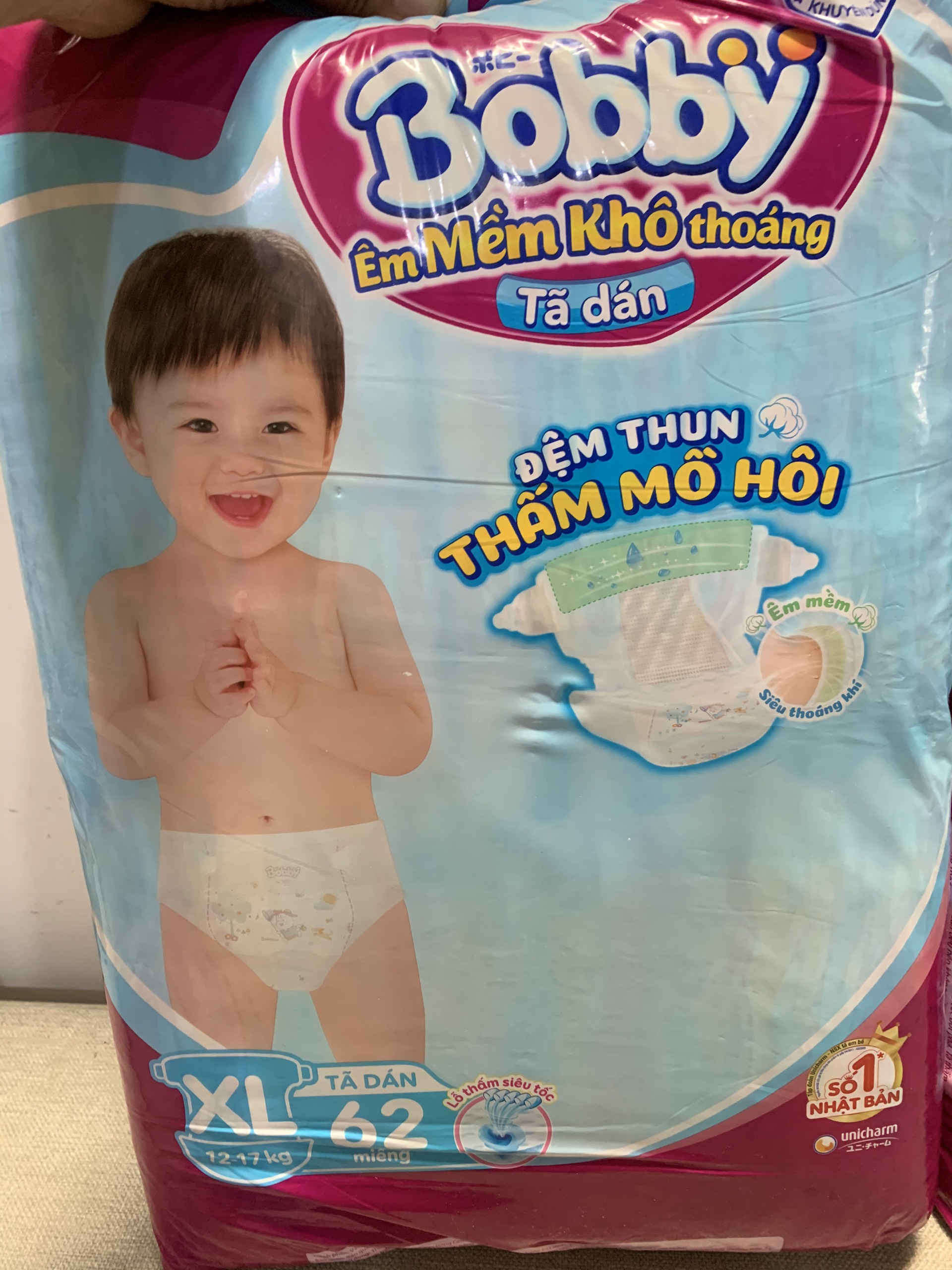 Tã Bobby Dán L68/XL62 Miếng (Không quà tặng)