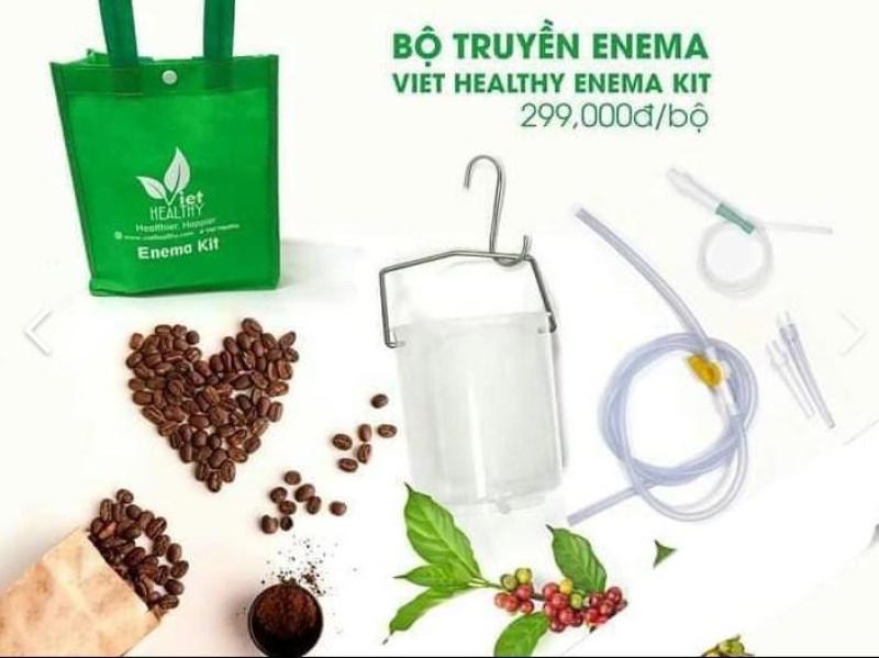 Bộ dụng cụ coffee enema bình nhựa dây vòi silicone, bộ xô cà phê enema nhựa cao cấp, bình nhựa làm cafe enema, enema kit cao cấp