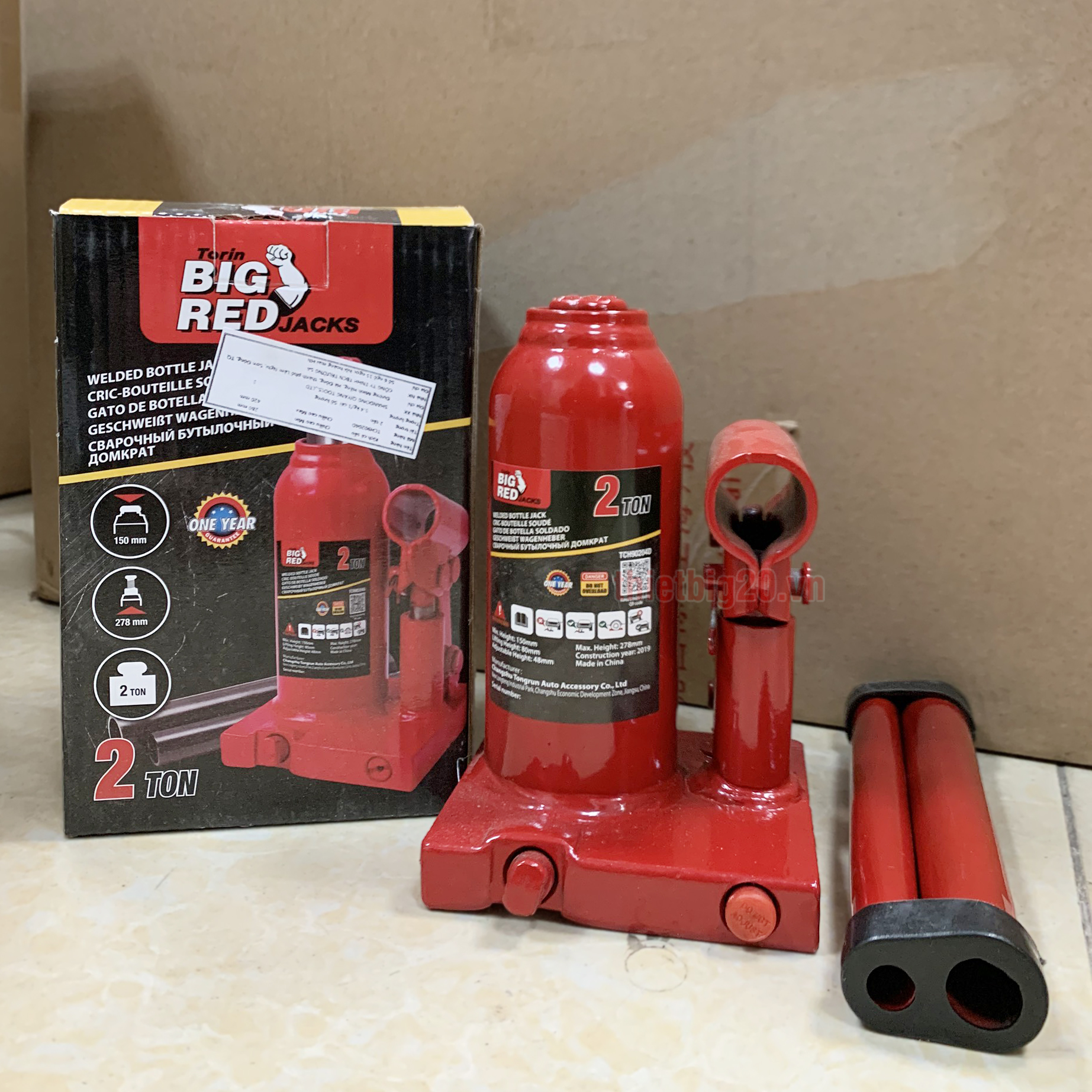 Kích thủy lực, con đội thủy lực 2 tấn Torin Big Red - TCH90204D