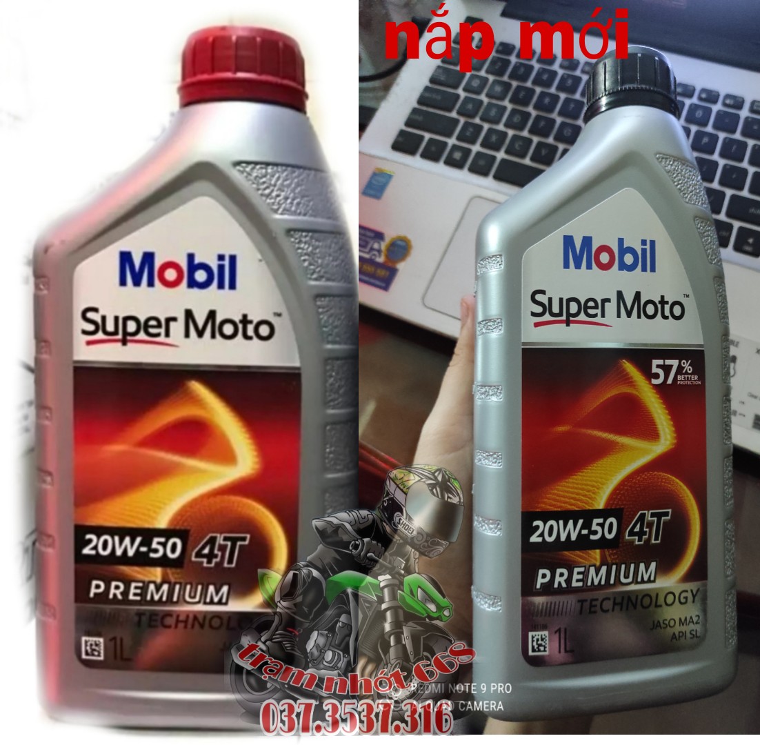 Nhớt xe số Mobil Super Moto 20w50 1L (TÙY VÀO LÔ NHẬP CÓ THỂ NẮP ĐỎ HOẶC NẮP ĐEN))