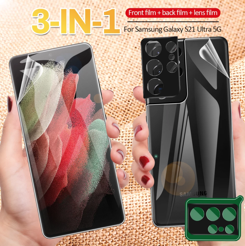 Dán cường lực dẻo cho samsung S21, s21 plus, S21 Ultra 5G, dán full mặt trước sau và kính camera, dán chắc chắn, khó bong tróc