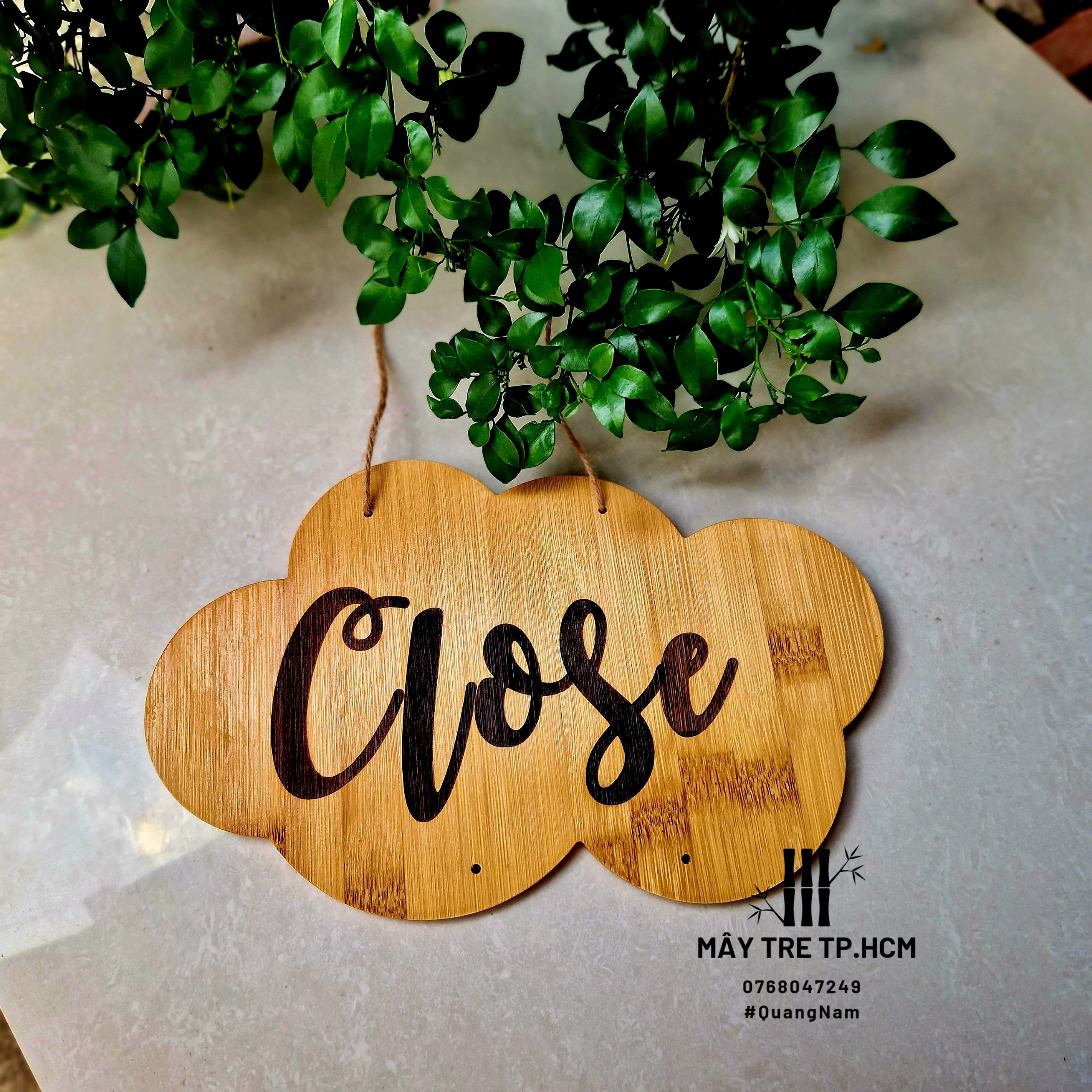 Bảng gỗ treo cửa hai mặt Open/Close & Welcom/Goodbye