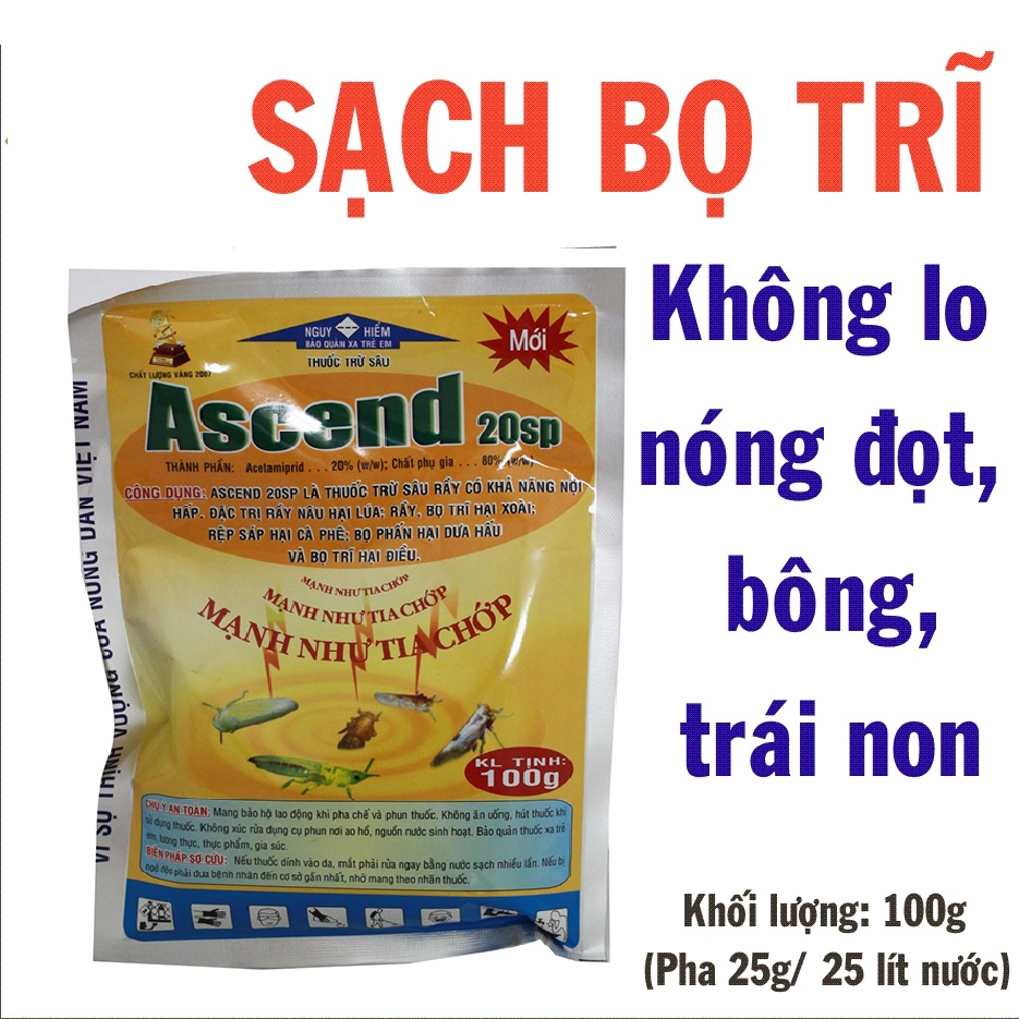[Chính hãng] Ascend 20SP GÓI LỚN 100gr - sạch bọ trĩ - rầy nâu - rệp sáp