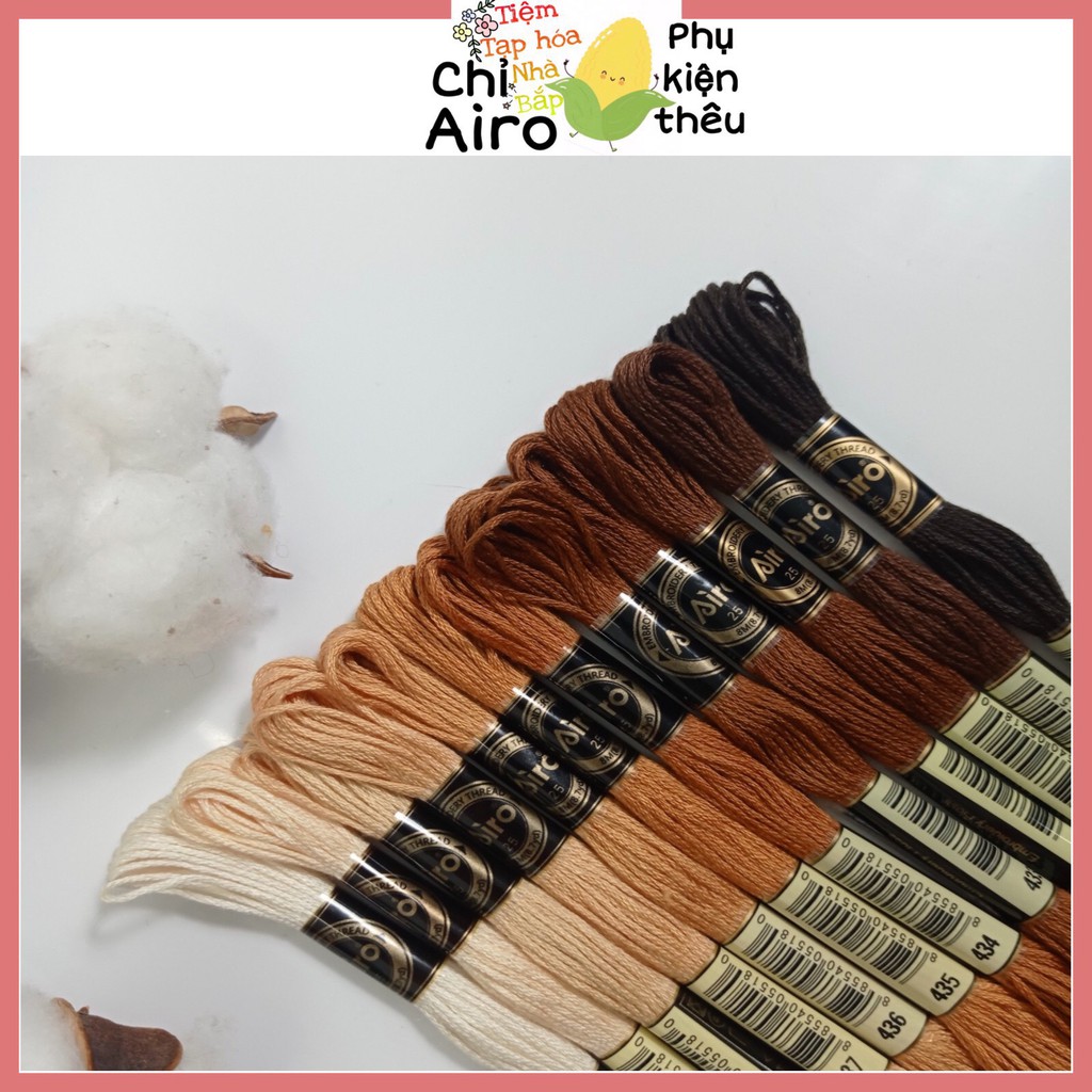 Set chỉ thêu Airo tông nâu