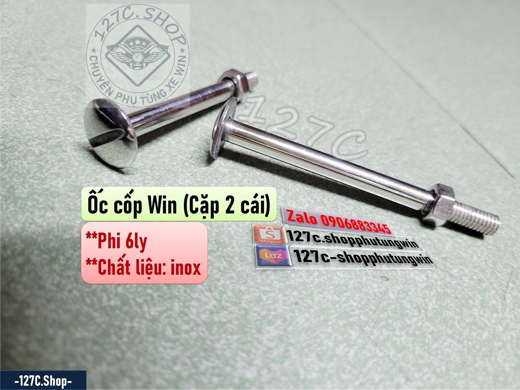 [HCM] Cặp ốc Cốp Win 100 Win 125 inox (Cặp 2 cái)