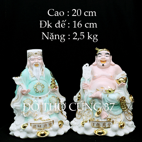 [ Cao 20 cm ] TƯỢNG THẦN TÀI - THỔ ĐỊA XANH NGỌC [ Bột đá + composite ]