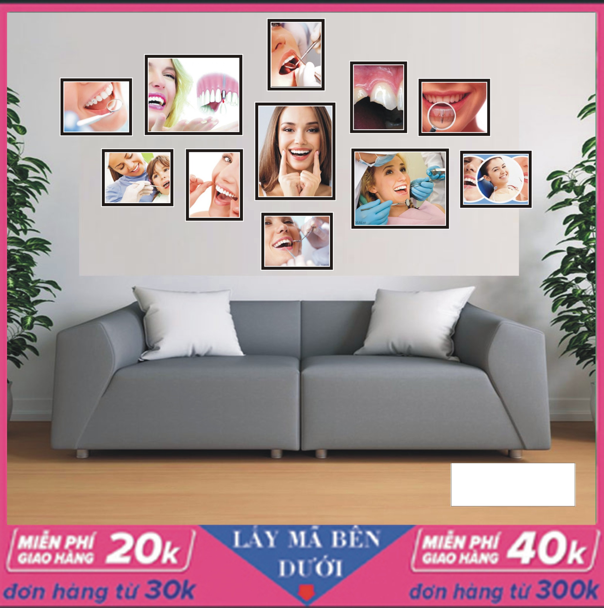 BỘ TRANH FOMEX KHỔ LỚN DÁN NHA KHOA THẨM MỸ NGHỆ THUẬT GỒM 11 BỨC  - Tranh dán tường canvas Decal cao cấp dán trên mọi chất liệu ( CAM KẾT CHẤT LƯỢNG NHƯ HÌNH