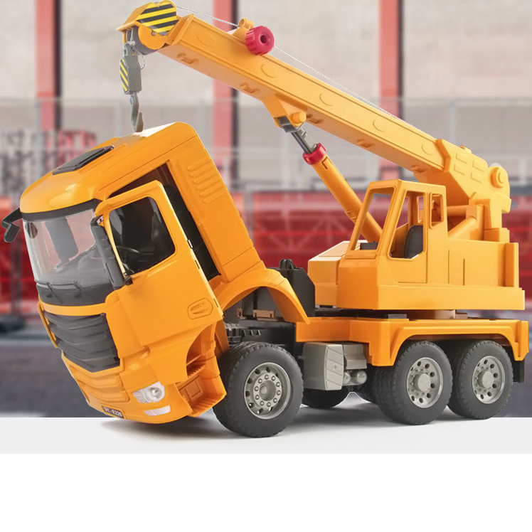 Mô hình xe ô tô cẩu móc cỡ lớn màu vàng đồ chơi trẻ em có thể nâng hạ móc và chiều dài cần